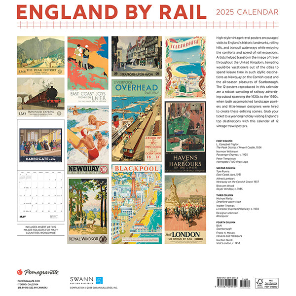 England by Rail 2025 Wall Calendar