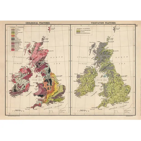 Geology And Vegetation Of Britain Wrapping Paper