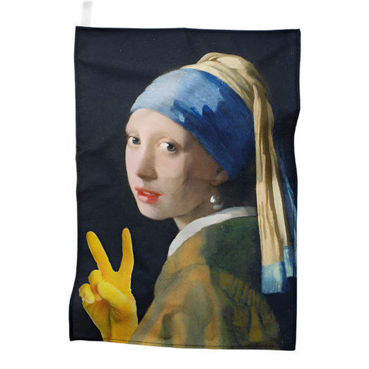 The Girl with a Yellow Glove Tea Towel