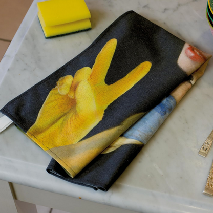 The Girl with a Yellow Glove Tea Towel