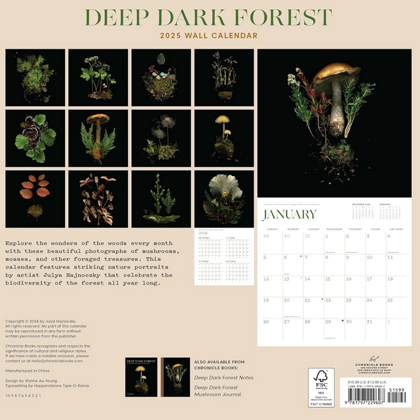 Deep Dark Forest 2025 Calendar