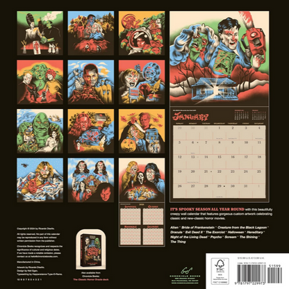 Classic Horror Movies 2025 Wall Calendar