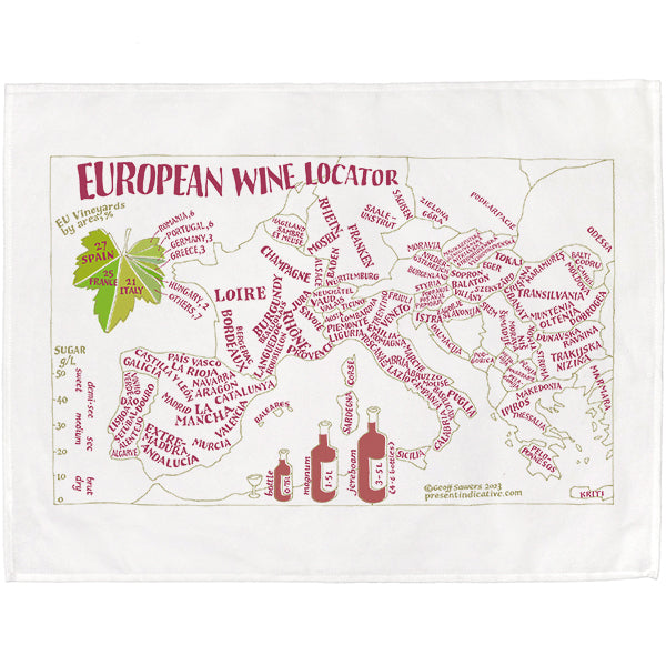 Europe Wine Locator Tea Towel