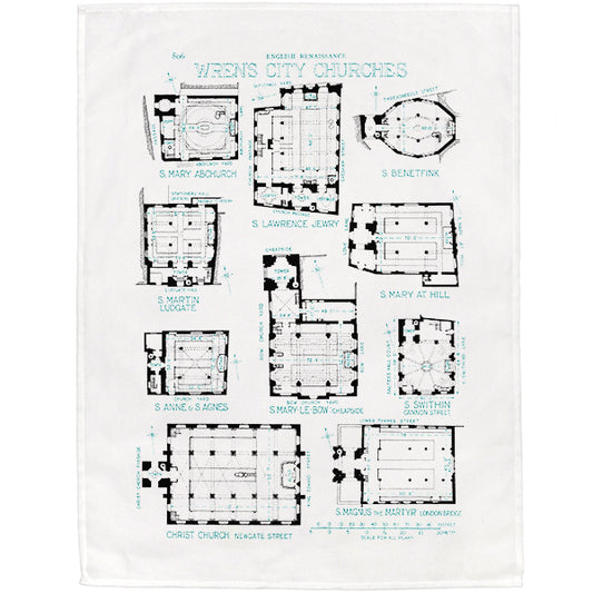 Wren's City Churches Tea Towel