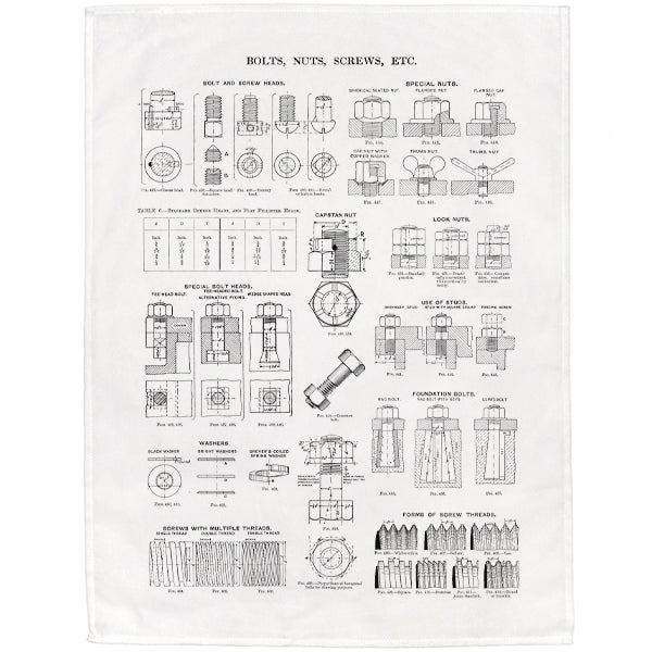 Screws and Bolts Tea Towel