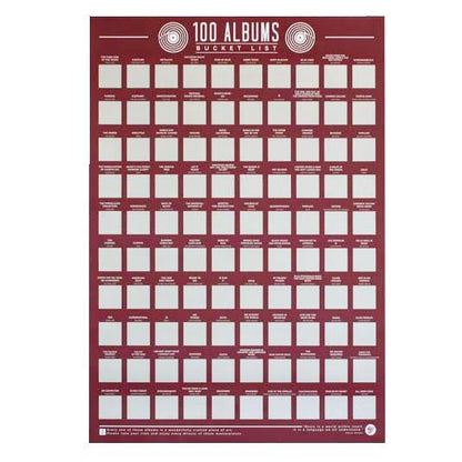 100 Albums Scratch Off Bucket List Poster