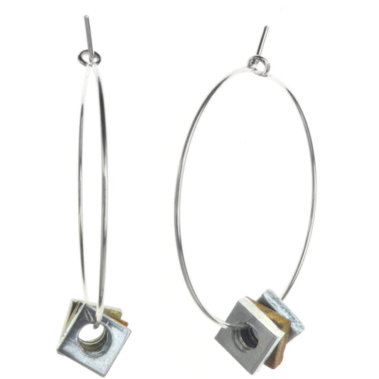 Nuts Sterling Silver Hoop Earrings